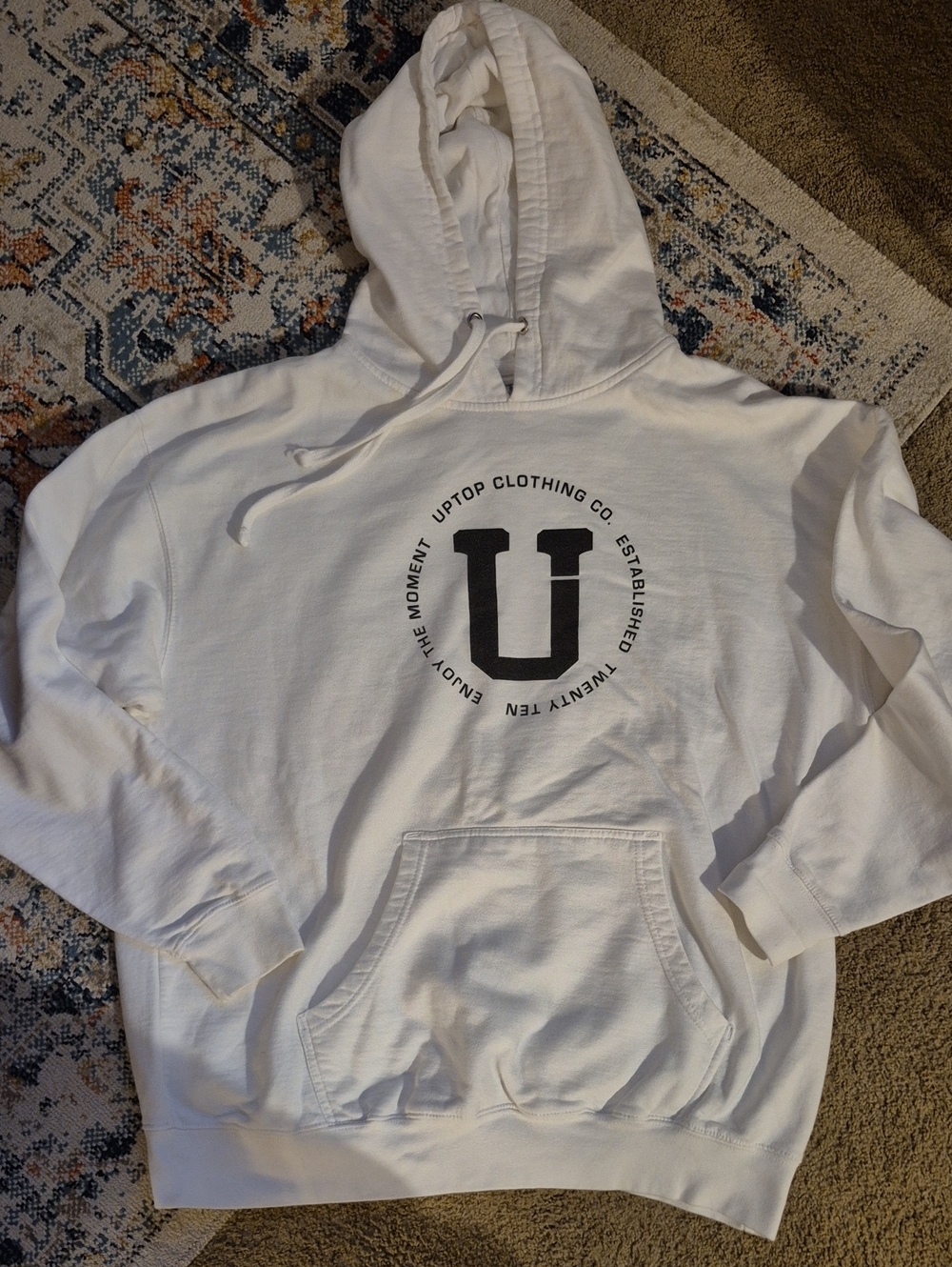 White Logo Hoodie - Men's Pullover Sweatshirt
